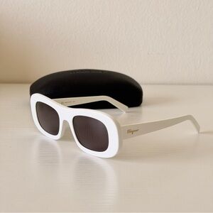 New! Salvatore Ferragamo White Sunglasses, SF1046S 101, Authentic